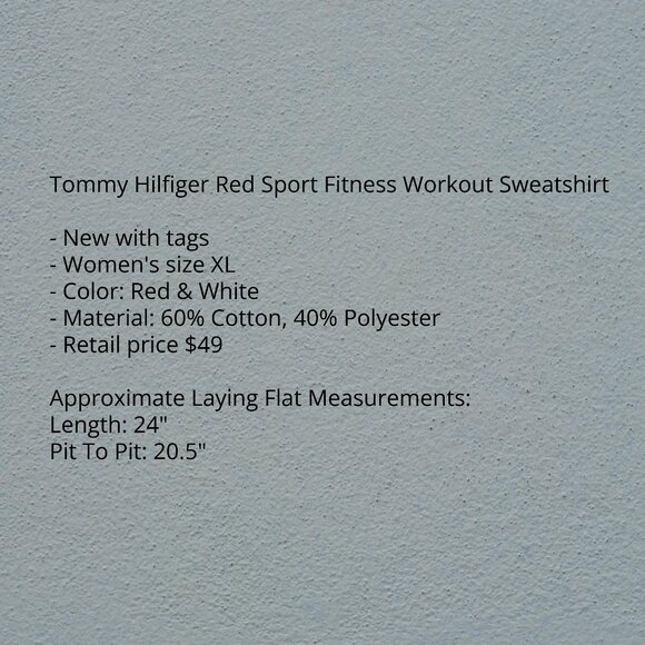 Tommy Hilfiger XL Red Sport Fitness Sweatshirt - Picture 6 of 9